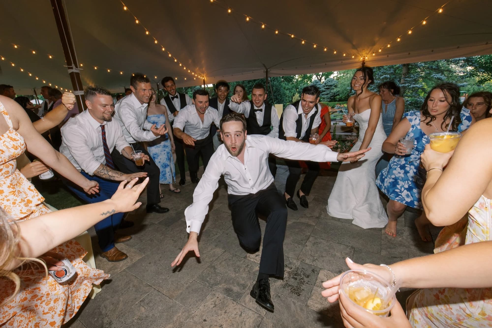 Guests dancing at a Cypress House wedding